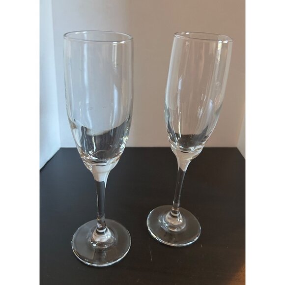 Champagne Flutes Tall Set Of 2 Elegant Clear Glass Champagne Flutes Glasses - Picture 4 of 6